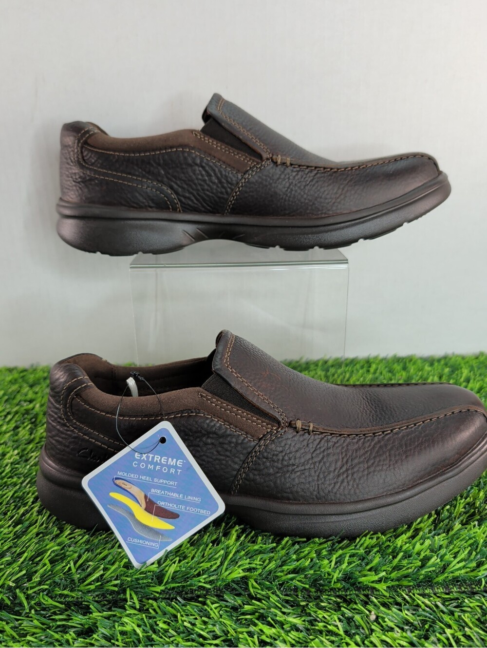 Clarks Mens Bradley Step Brown Leather Casual  Shoes Men's 9.5W